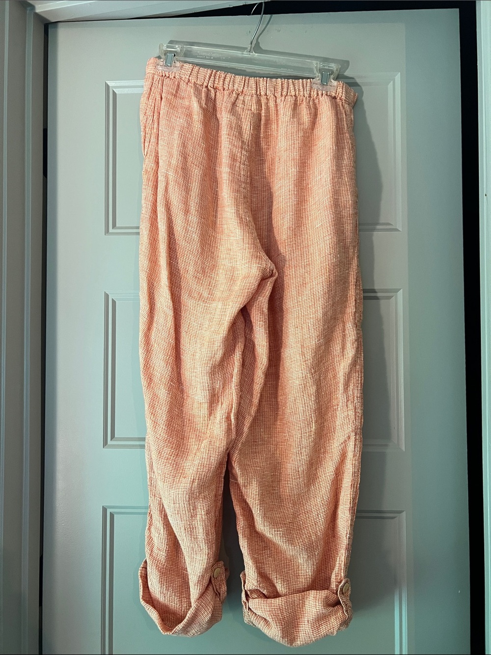 Flax Textured Linen Roll-Tab Pants - Picture 3 of 4